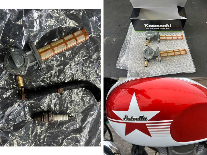 燃料コックのヘタリで、ガソリン漏れ